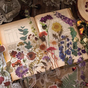 10db Vintage Természetes Virág Múzeum, Dekorációs Matrica Írószer Scrapbooking Napló Album Felkínálja Növényi Anyag Matrica Tervező