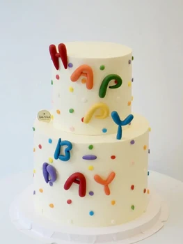 Torta Dekoráció Rajzfilm HB Színes Happy Birthday Születésnapi Levelek angol Sütemény Topper Baba Első Születésnapja a Nemek közötti Feltárta